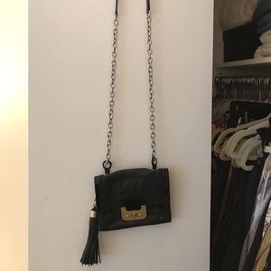 DVF black leather cross body bag
